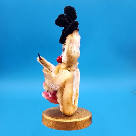 Vintage 1950s Chenille Snowman Ornament Red Nose Hat Scarf Drum Putz Japan v2 - Picture 5 of 10